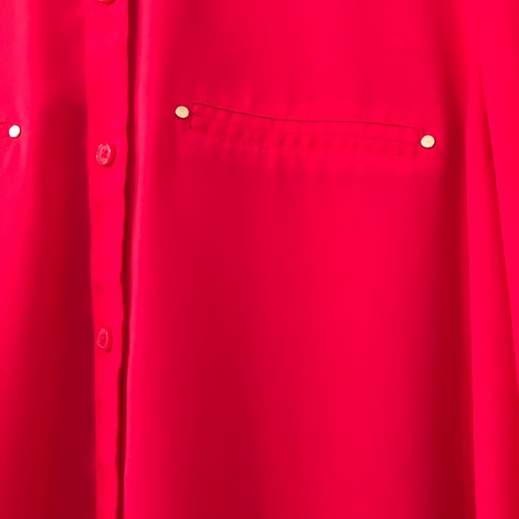 Apt. 9 Hot Pink Semi Sheer button up top L - Picture 2 of 4